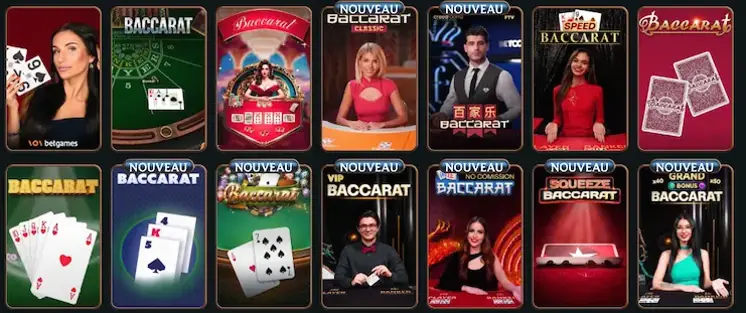 Principales options de pari proposées lors d’une partie de baccarat